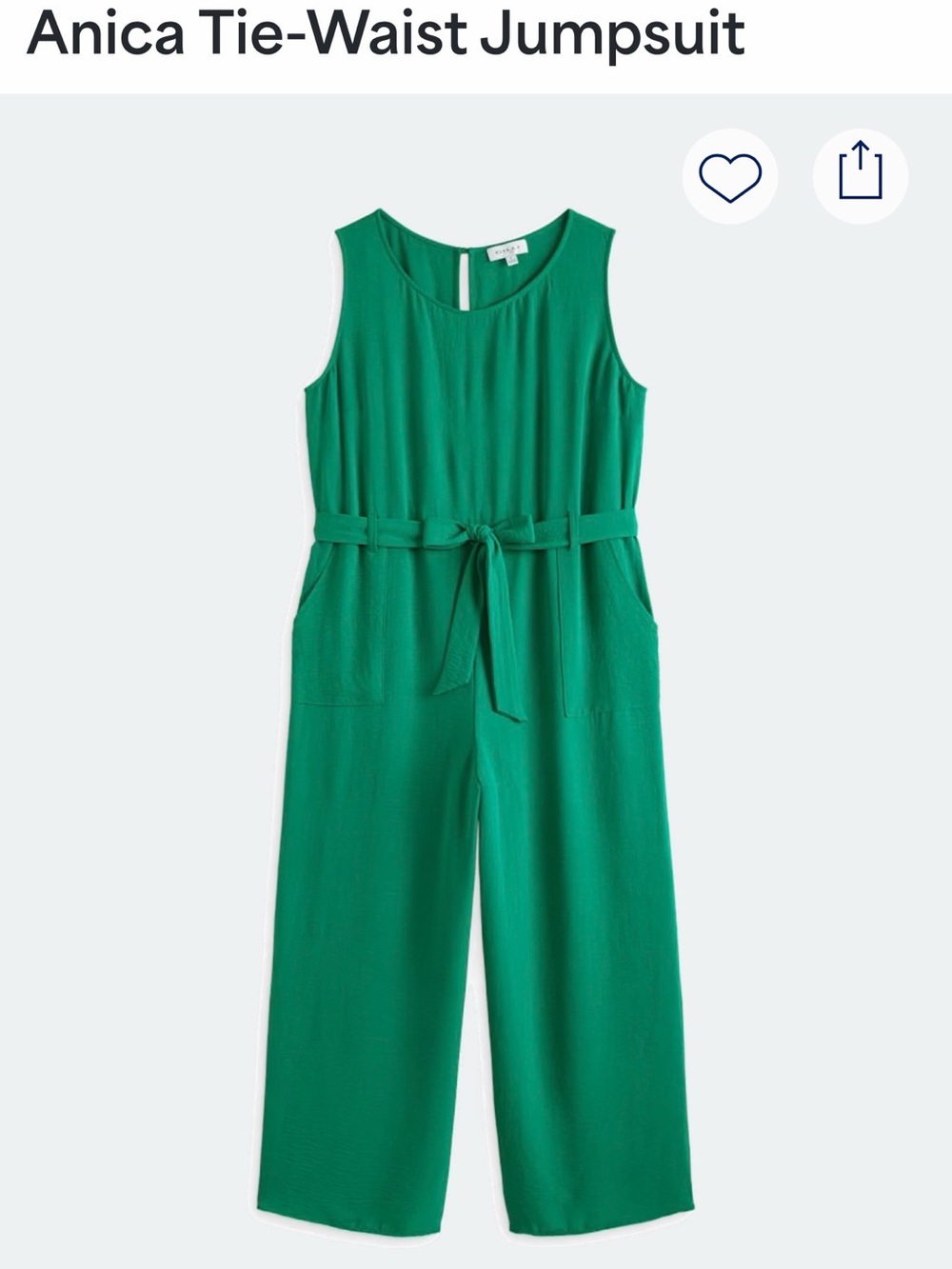 Anica Tie-Waist Jumpsuit - Green